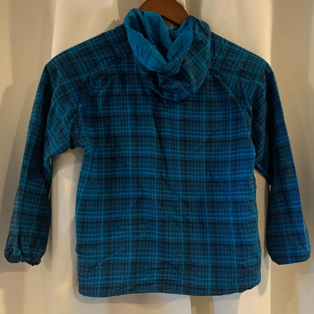 Kids Patagonia Jacket Hooded Blue Plaid Size 8 Long Sleeve Zip Front‎ Nylon